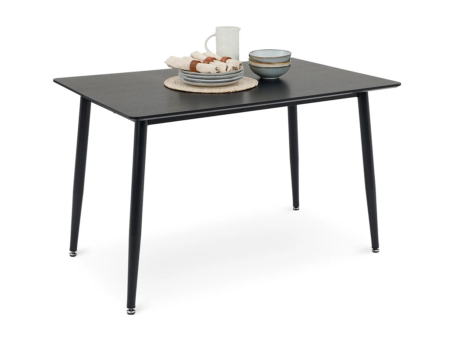 Table à Manger NORA Rectangulaire L 120 cm pour 4 Personnes, Noir, Design Moderne avec Plateau en MDF et Pieds Métalliques