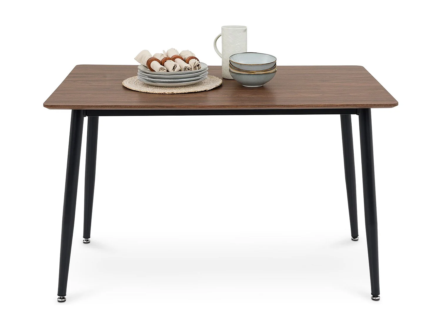 Table à Manger NORA Rectangulaire L 120 cm pour 4 Personnes, Couleur Noyer, Design Moderne avec Plateau en MDF et Pieds Métalliques
