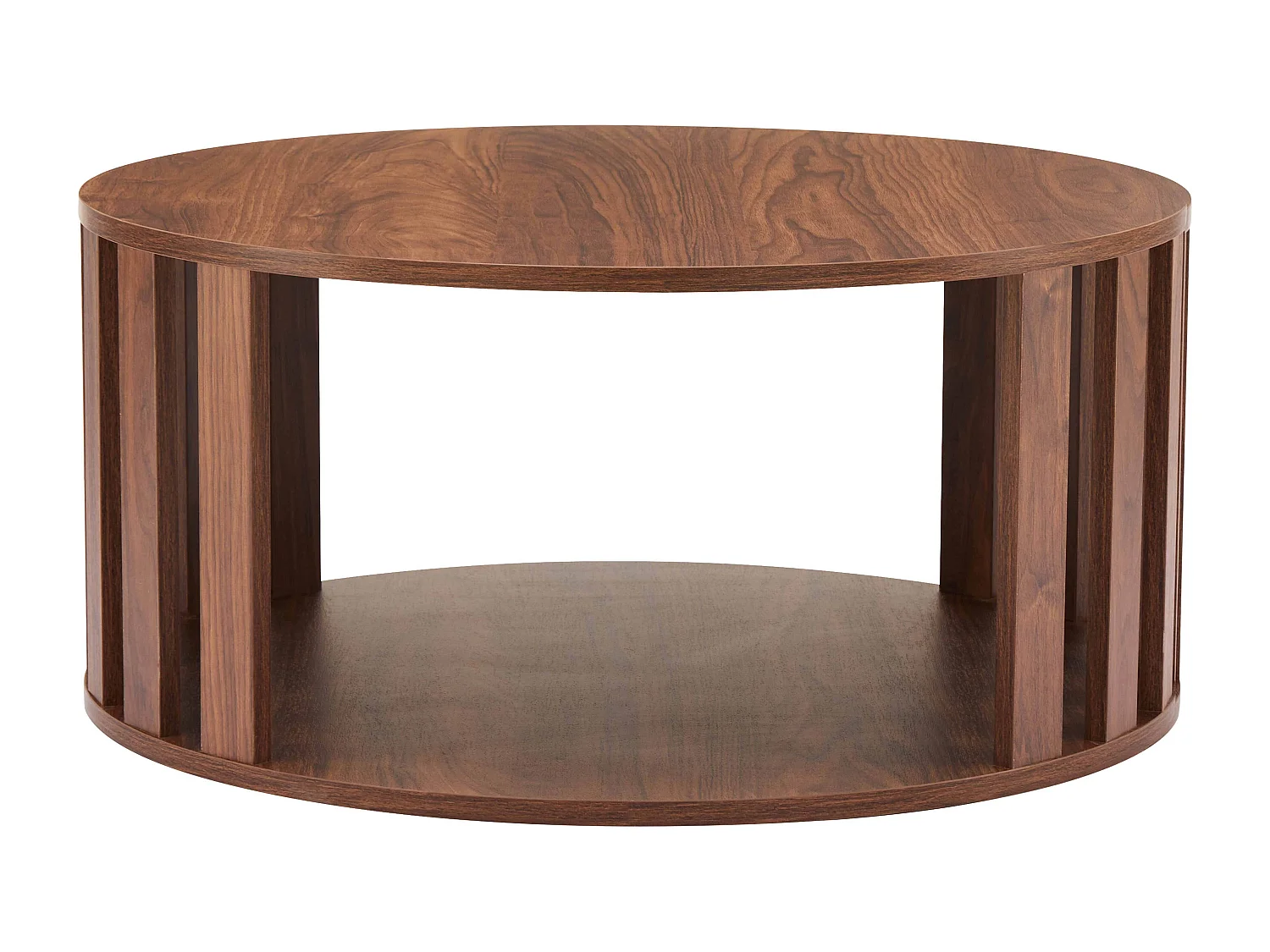 Tables basses gigognes effet bois ronde Ø50 et Ø75 cm bois foncé