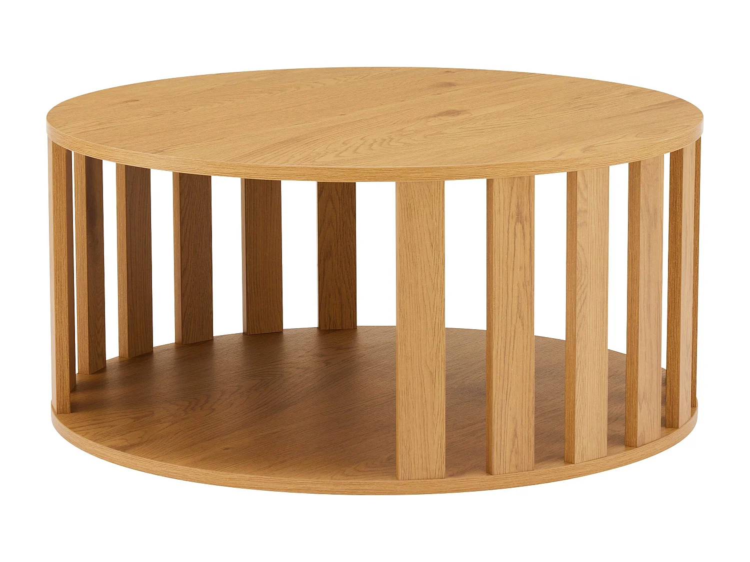 Tables basses gigognes effet bois ronde Ø50 et Ø75 cm bois clair