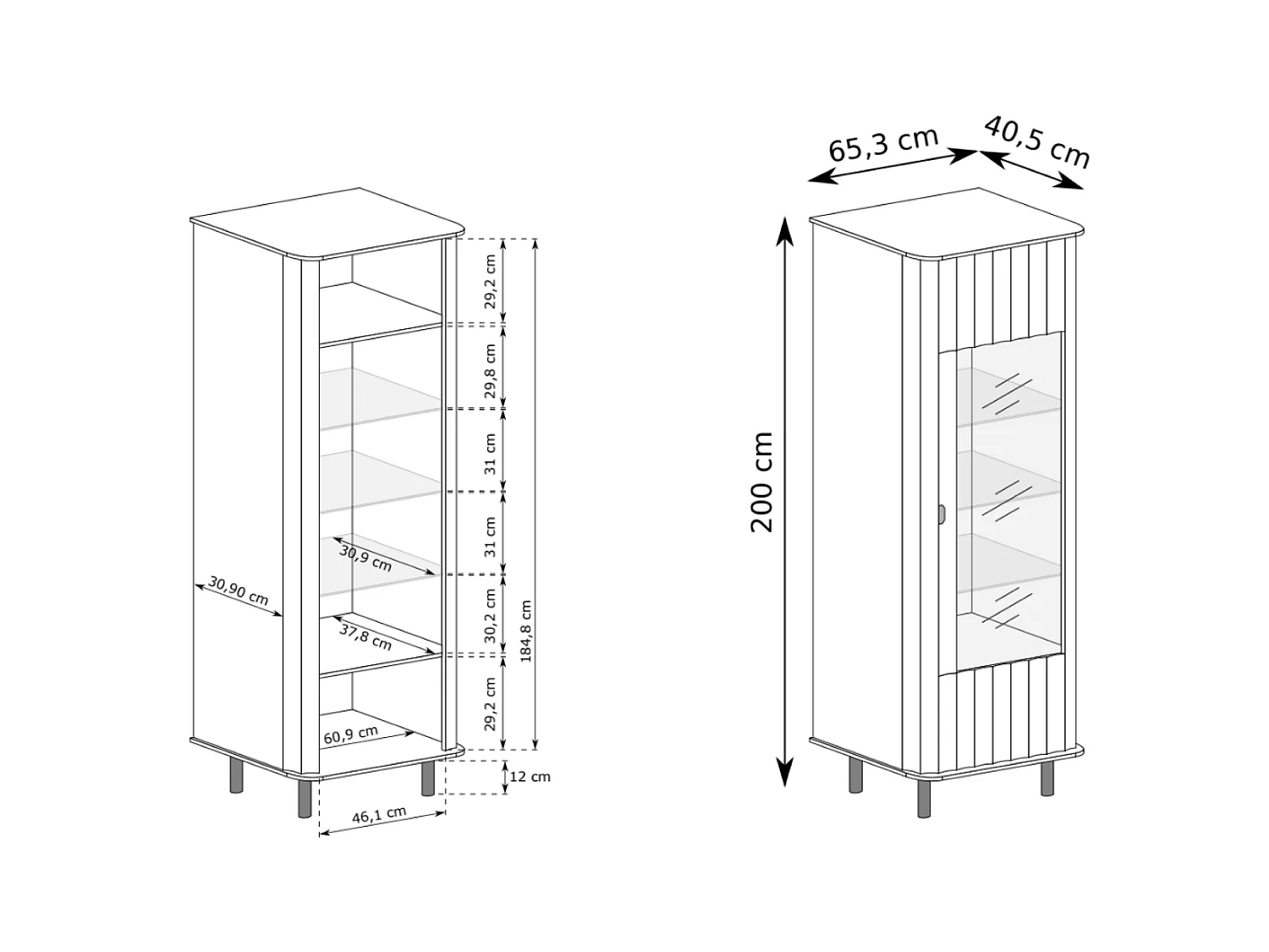Vitrinekast met 2 deuren – 98 cm – kasjmiergrijs – NOVADO