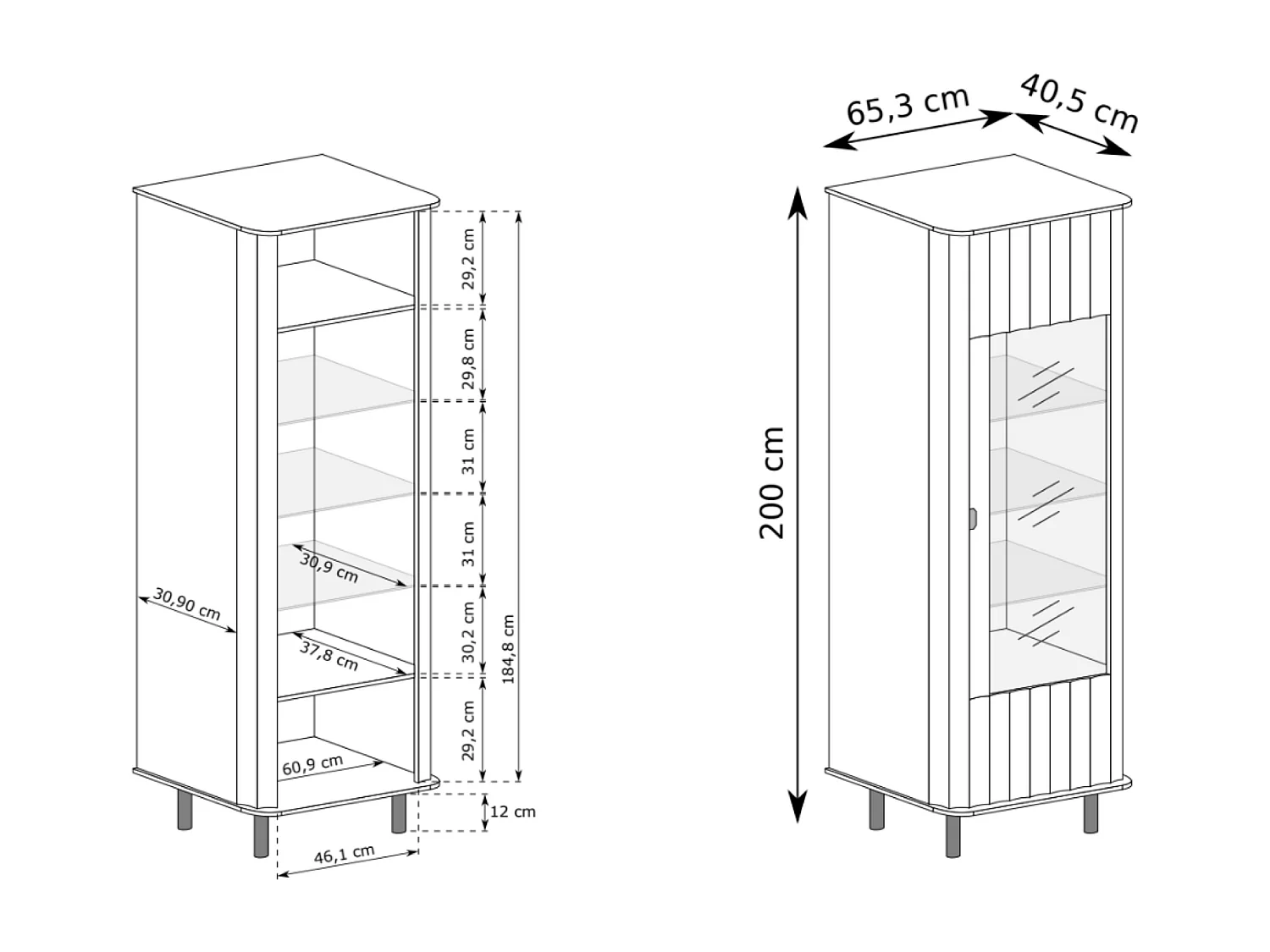 Vitrine 1 porte – Gris cachemire – 65 cm – NOVADO