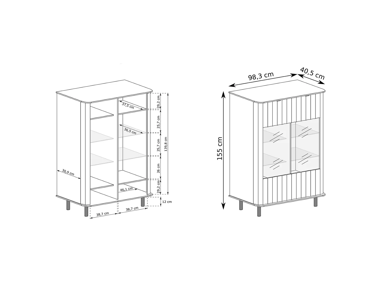 Vitrine 1 porte – Gris cachemire – 65 cm – NOVADO