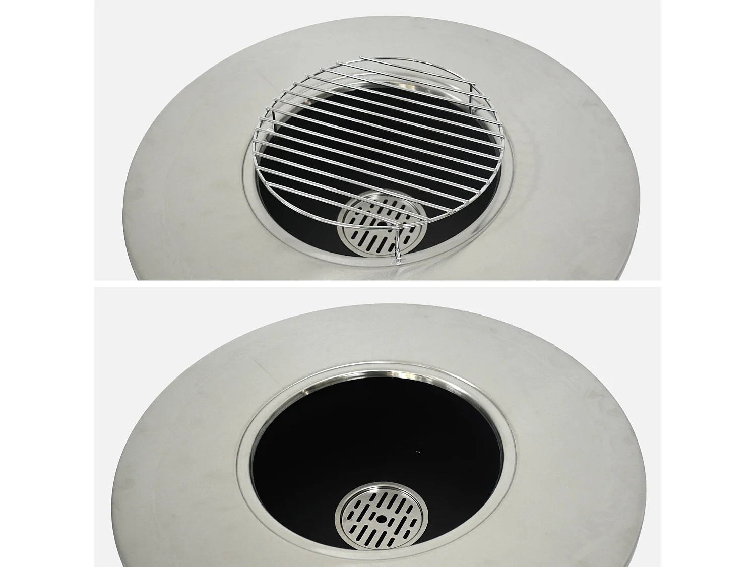 Brasero barbacoa  con espacio de almacenamiento, ø60cm negro