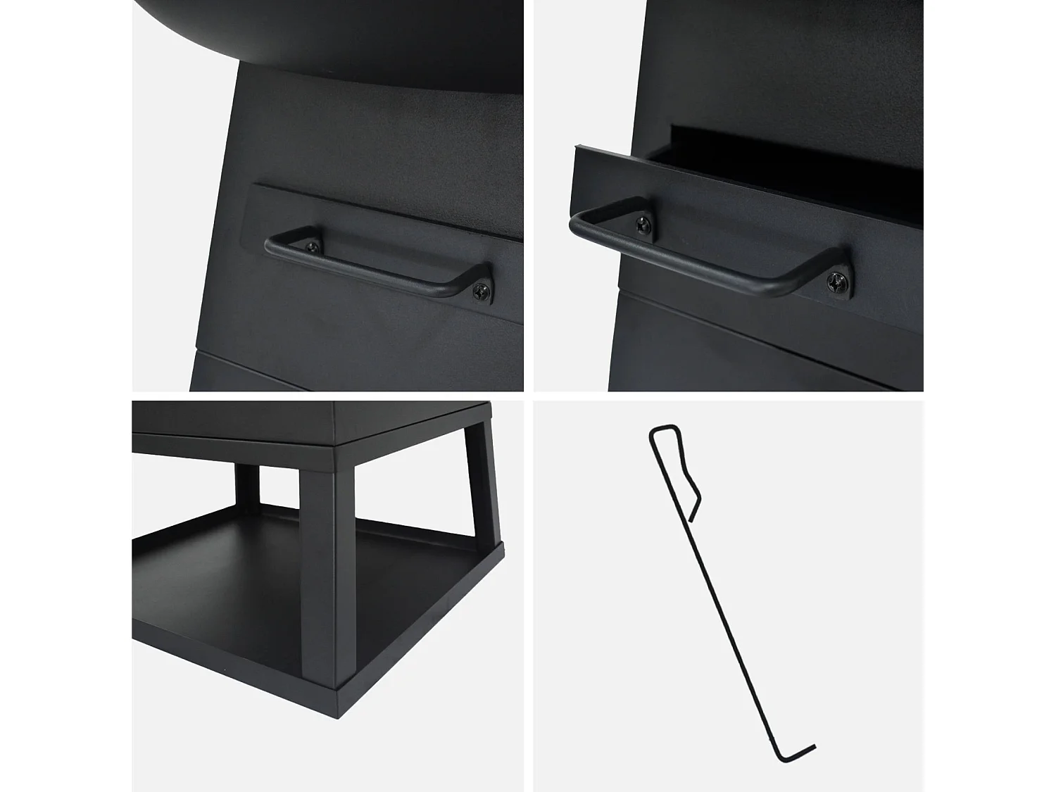 Brasero barbacoa  con espacio de almacenamiento, ø60cm negro