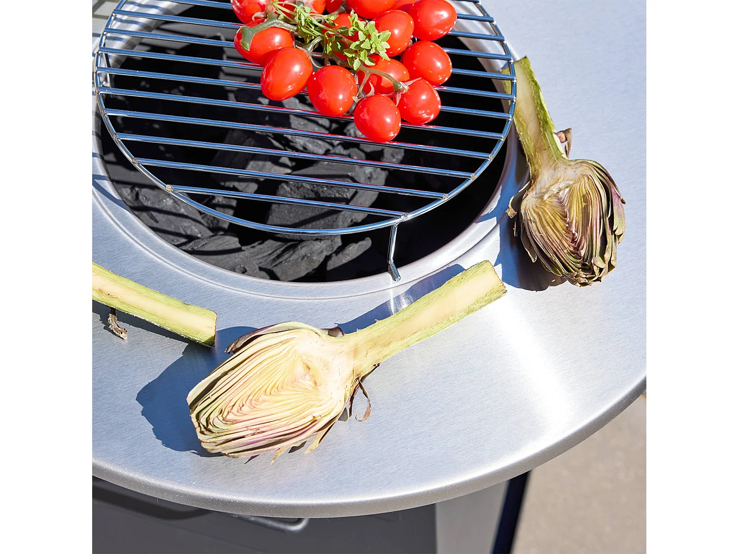 Brasero barbacoa  con espacio de almacenamiento,  ø59cm negro