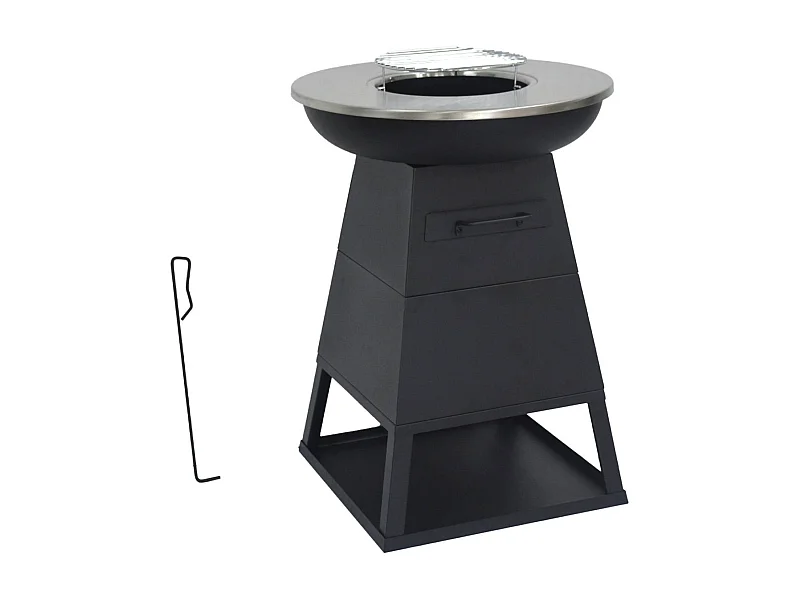 Brasero barbacoa  con espacio de almacenamiento, ø60cm negro