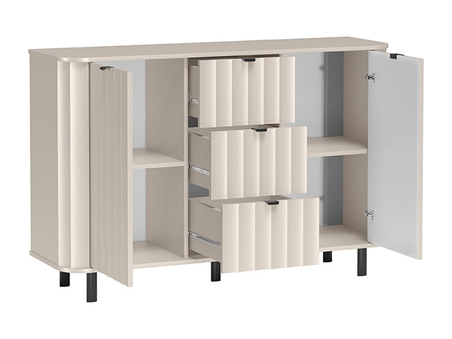 Buffet 2 portes avec trois tiroirs – 137 cm – gris cachemire – NOVADO