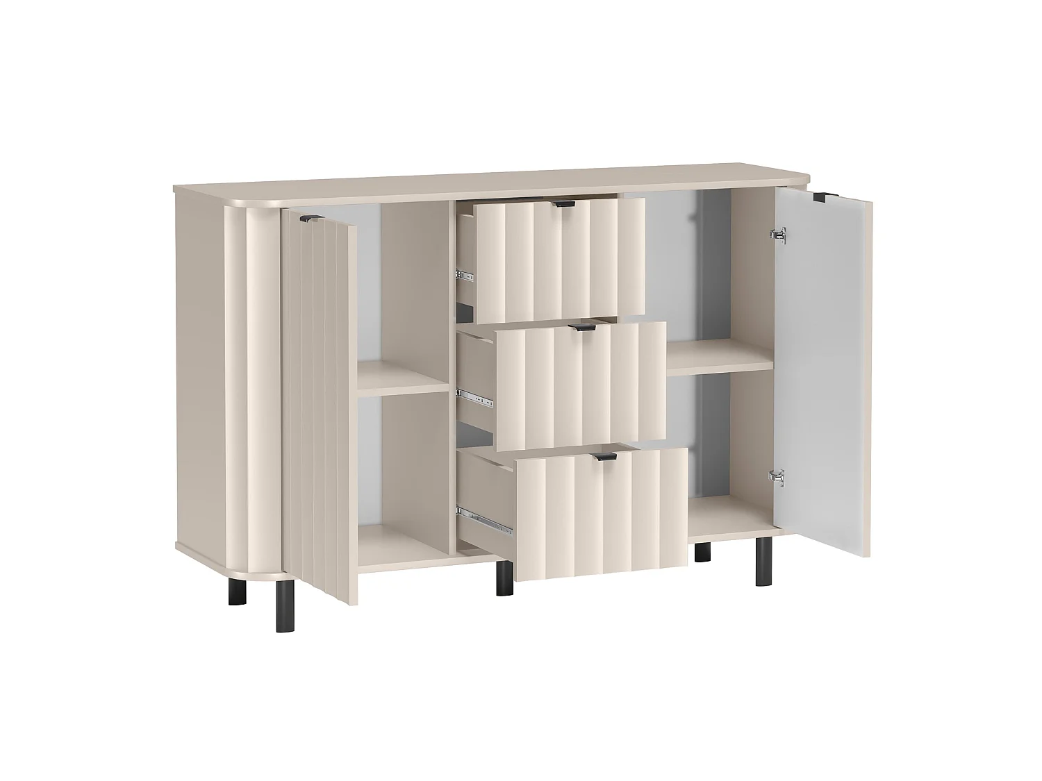 Dressoir met 2 deuren en drie lades – cashmeregrijs – 137 cm – NOVADO
