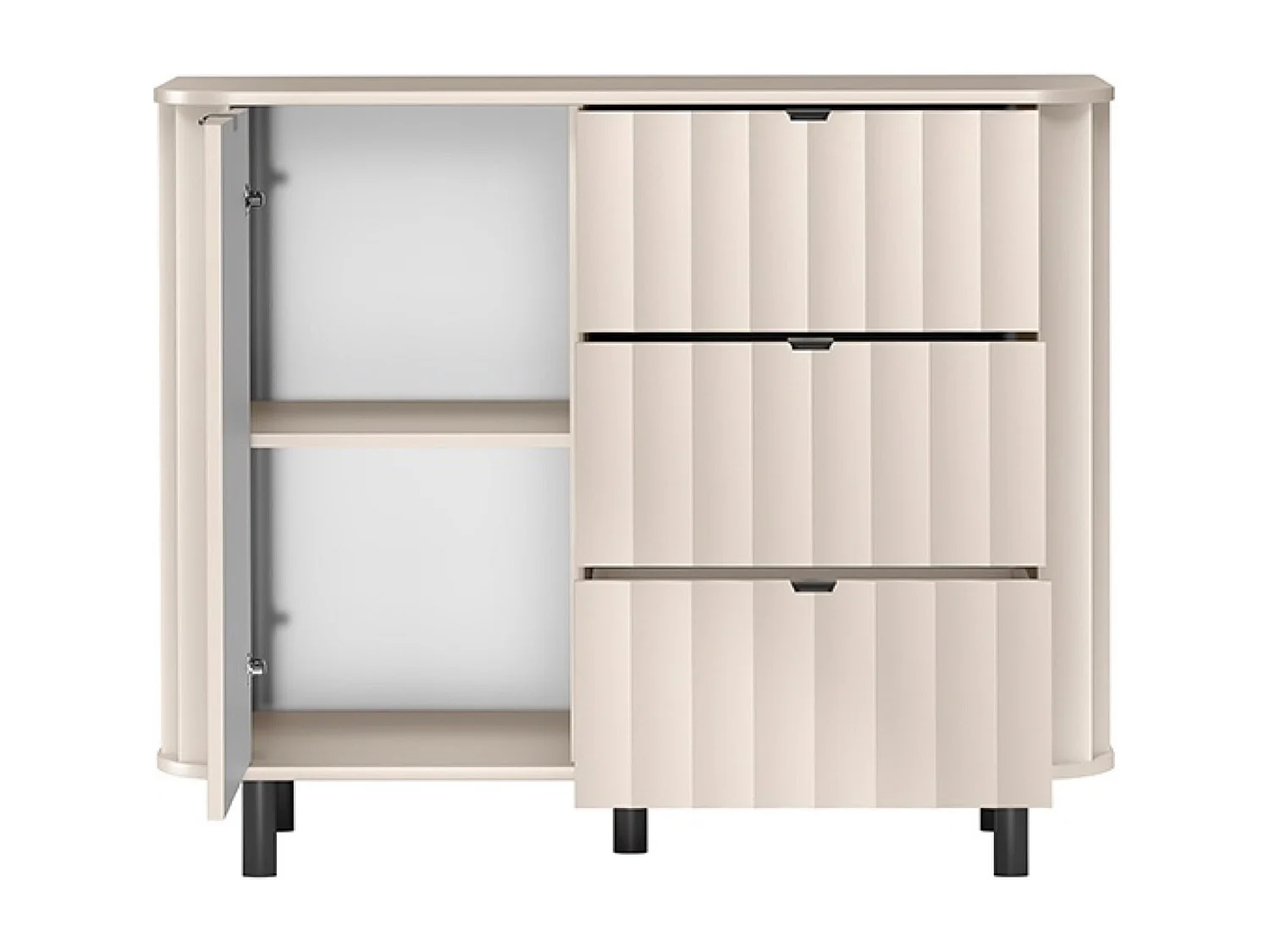 Buffet 1 porte avec trois tiroirs – 111 cm – gris cachemire – NOVADO