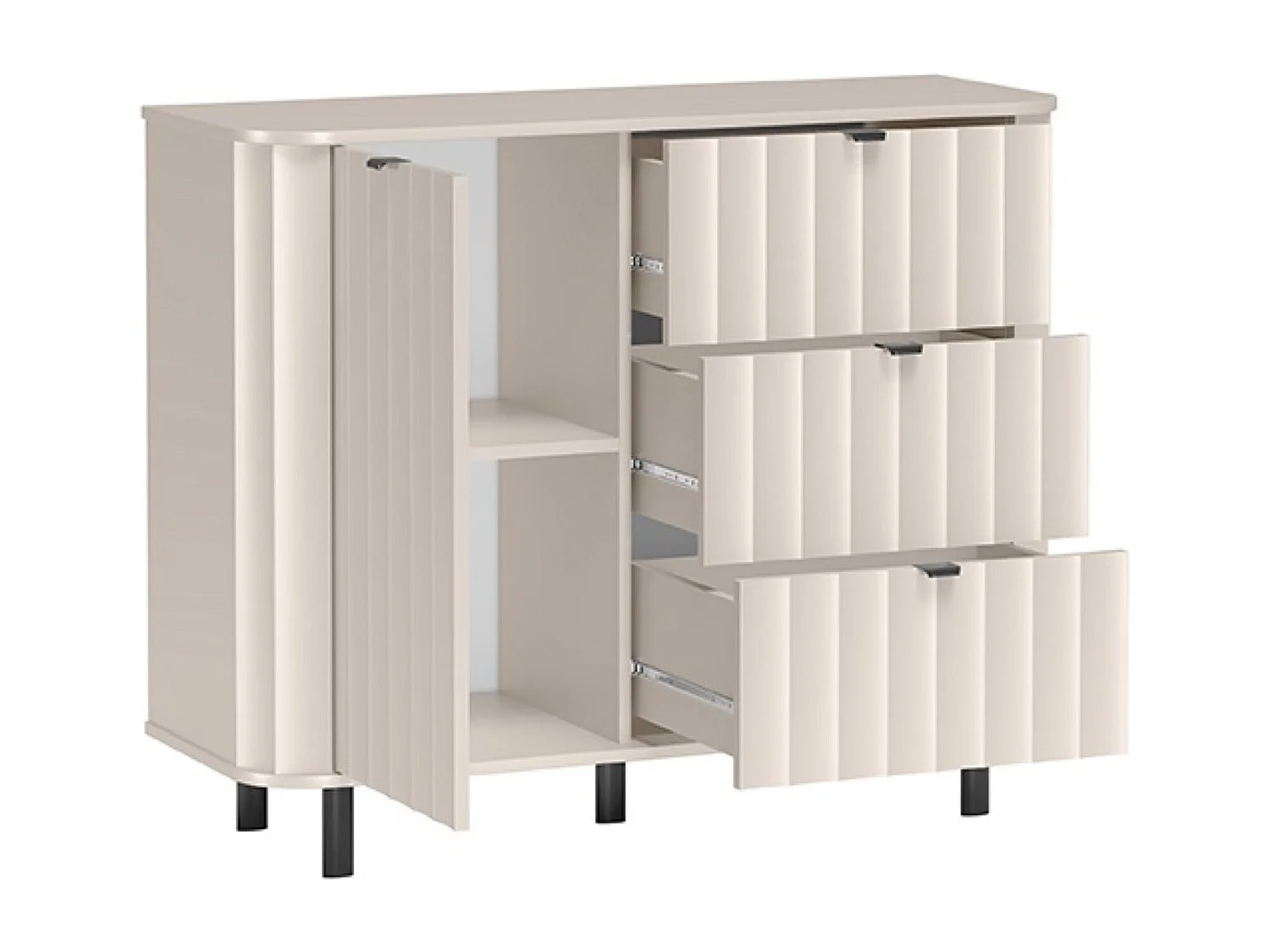 Buffet 1 porte avec trois tiroirs – 111 cm – gris cachemire – NOVADO