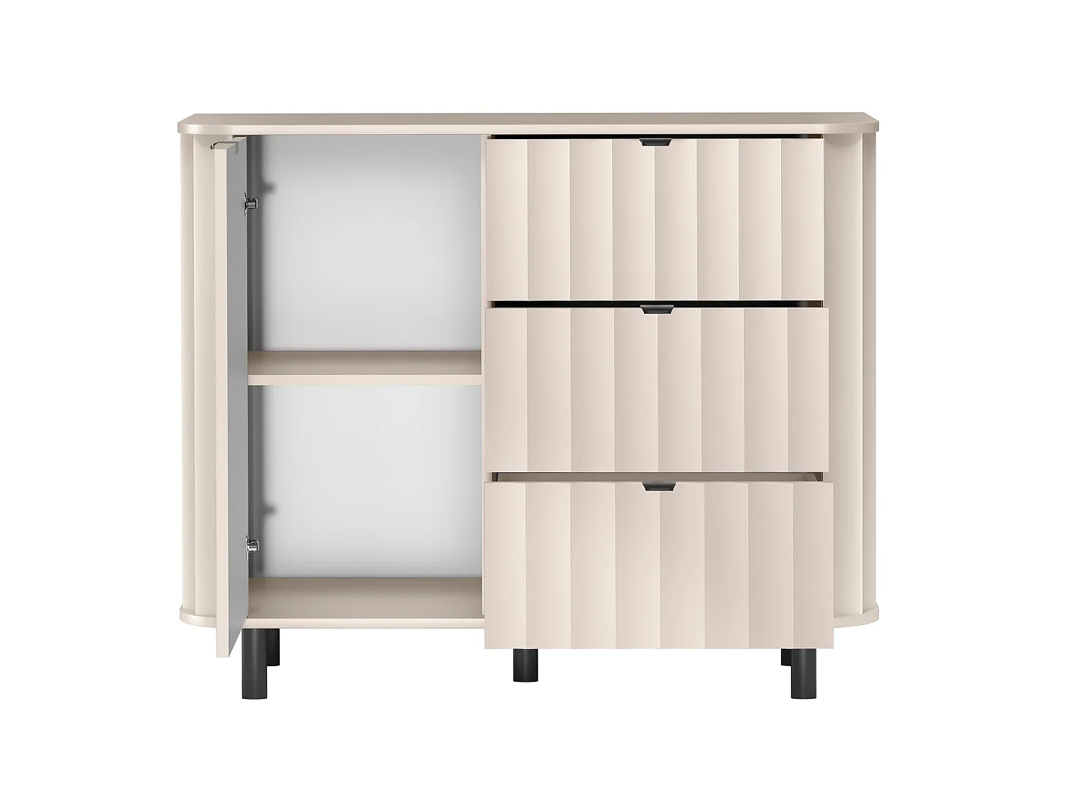 Buffet 1 porte avec trois tiroirs – 111 cm – gris cachemire – NOVADO