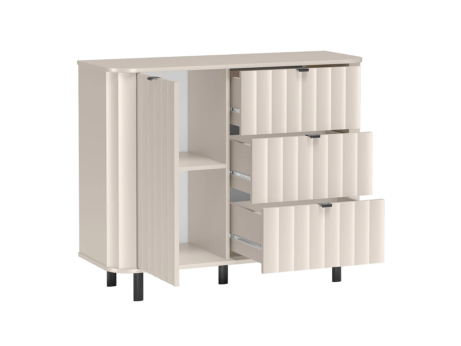 Buffet 1 porte avec trois tiroirs – 111 cm – gris cachemire – NOVADO