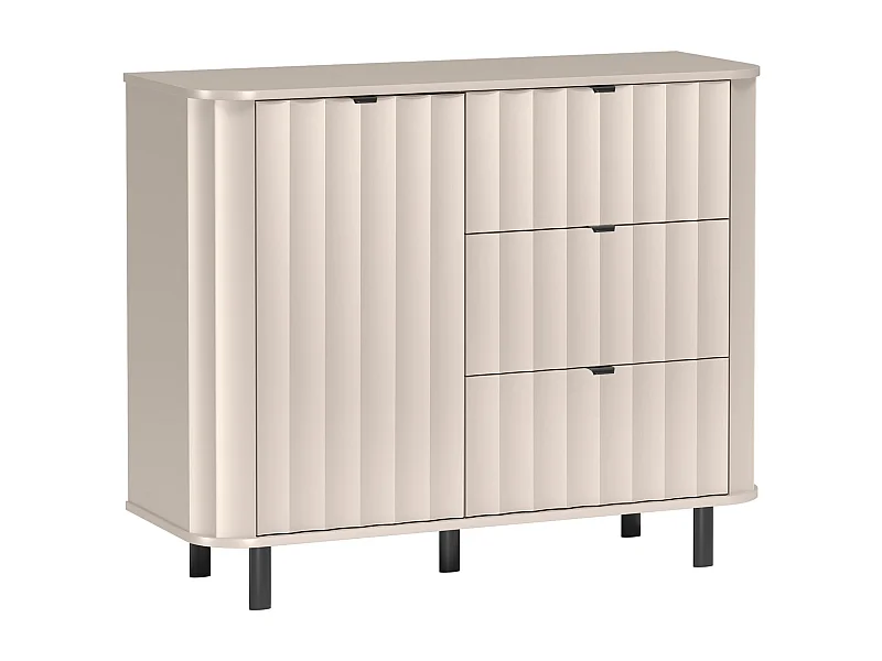 Buffet 1 porte avec trois tiroirs – 111 cm – gris cachemire – NOVADO