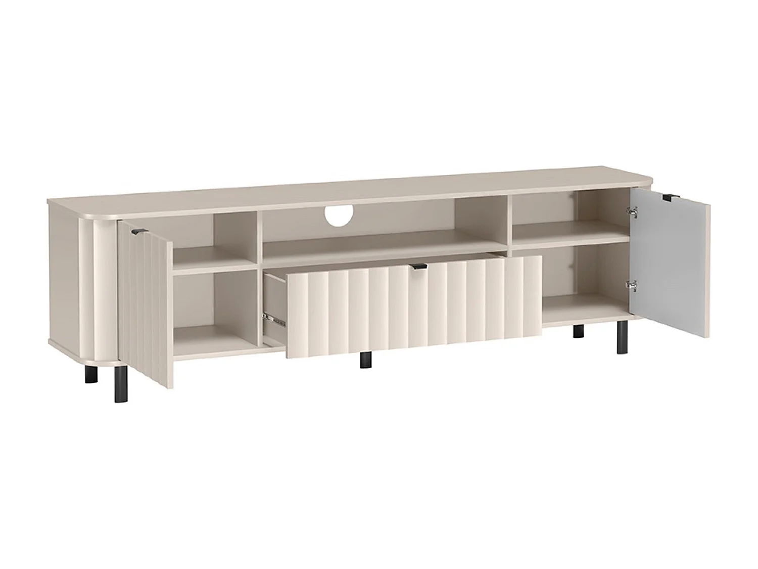 Meuble TV avec tiroir et niche ouverte – 196 cm – gris cachemire – NOVADO