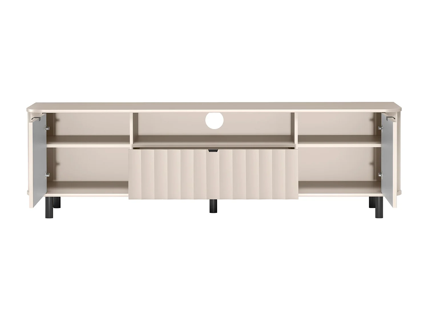 Meuble TV avec tiroir et niche ouverte – 196 cm – gris cachemire – NOVADO