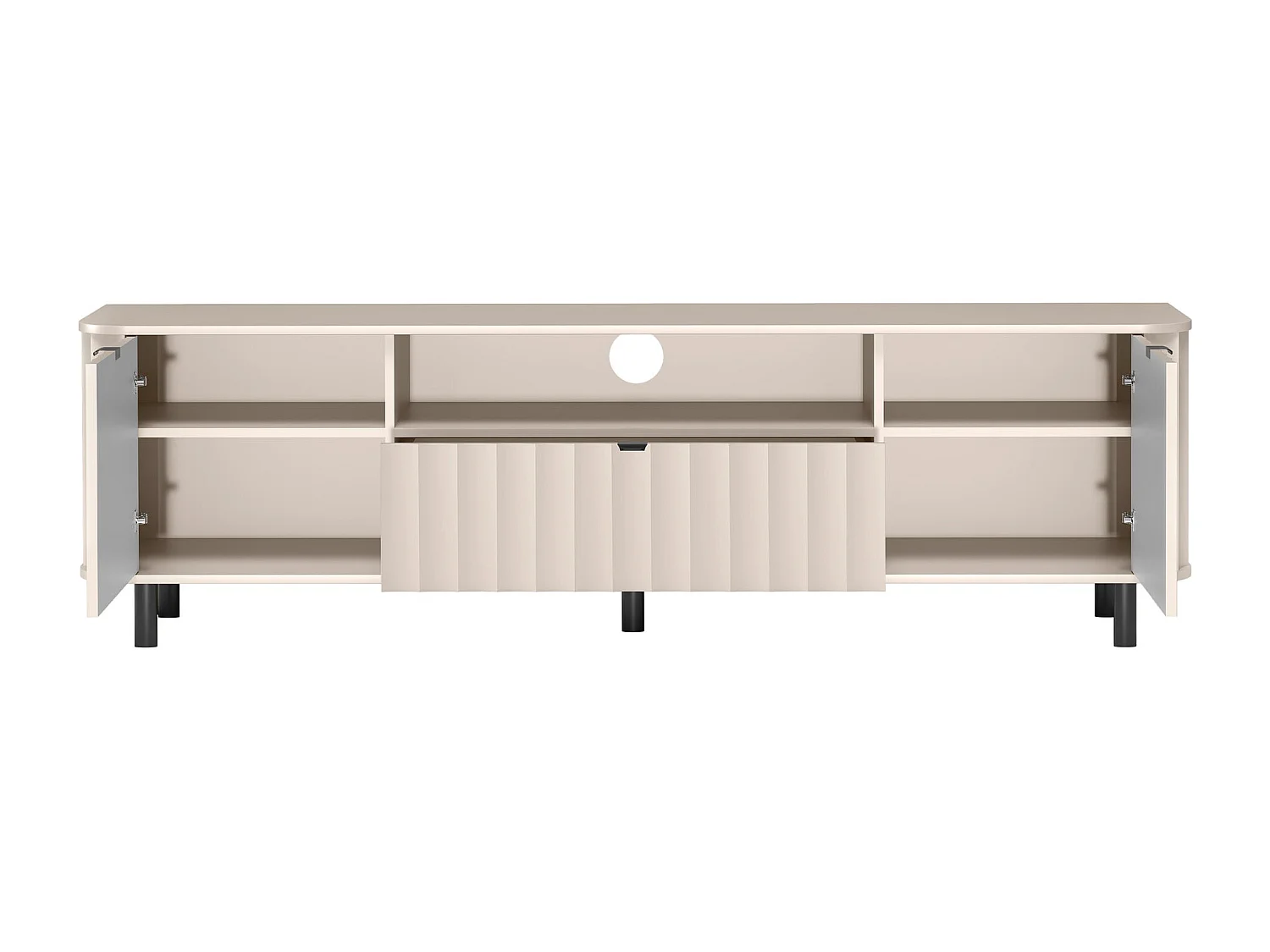 Meuble TV avec tiroir et niche ouverte – 196 cm – gris cachemire – NOVADO