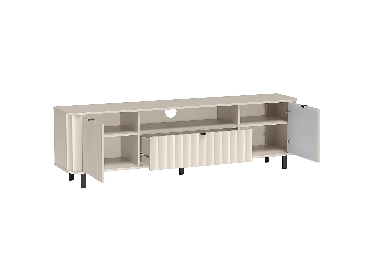 Meuble TV avec tiroir et niche ouverte – 196 cm – gris cachemire – NOVADO