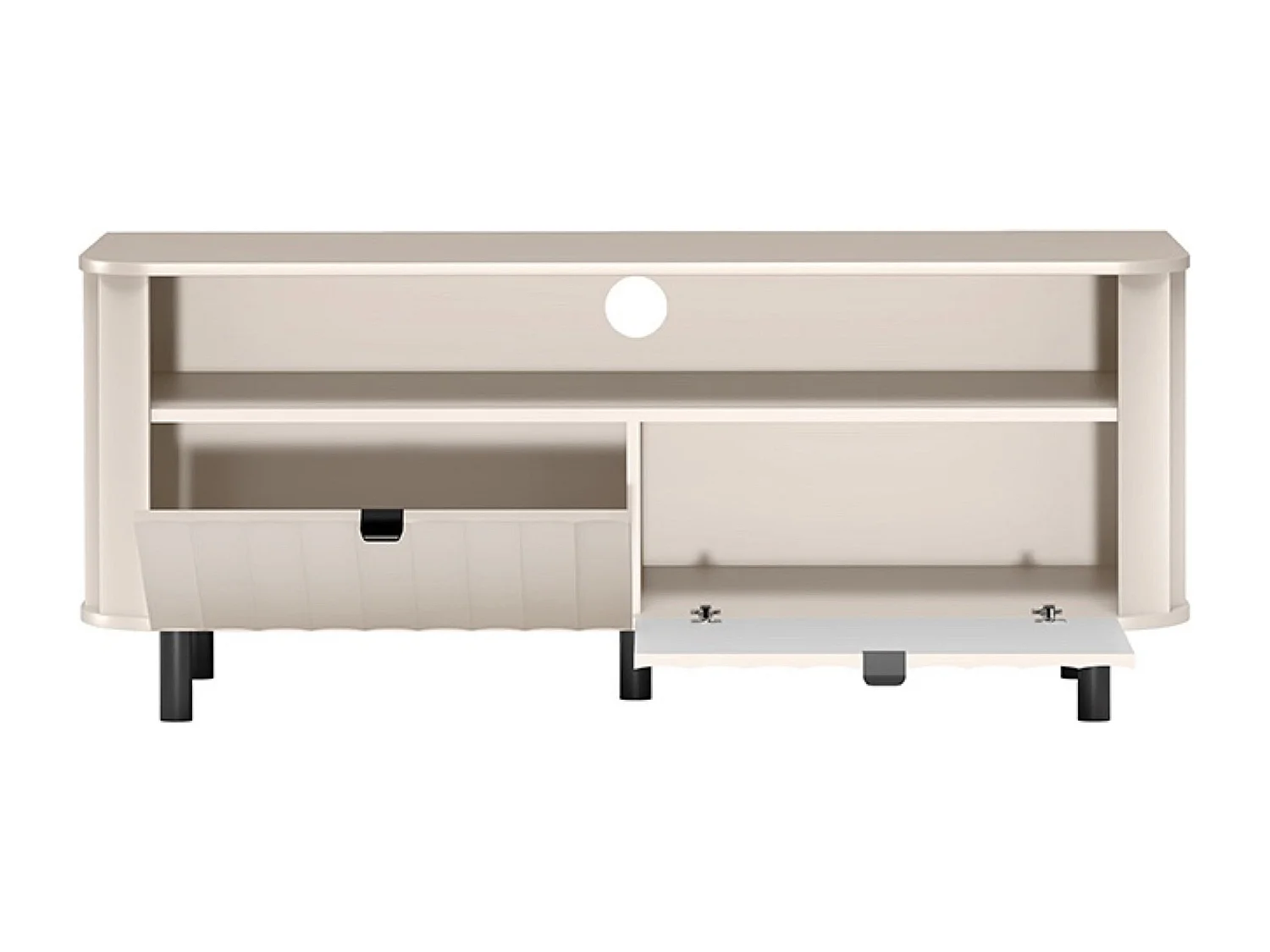 Meuble TV avec deux abattants et une niche ouverte – 137 cm – gris cachemire – NOVADO