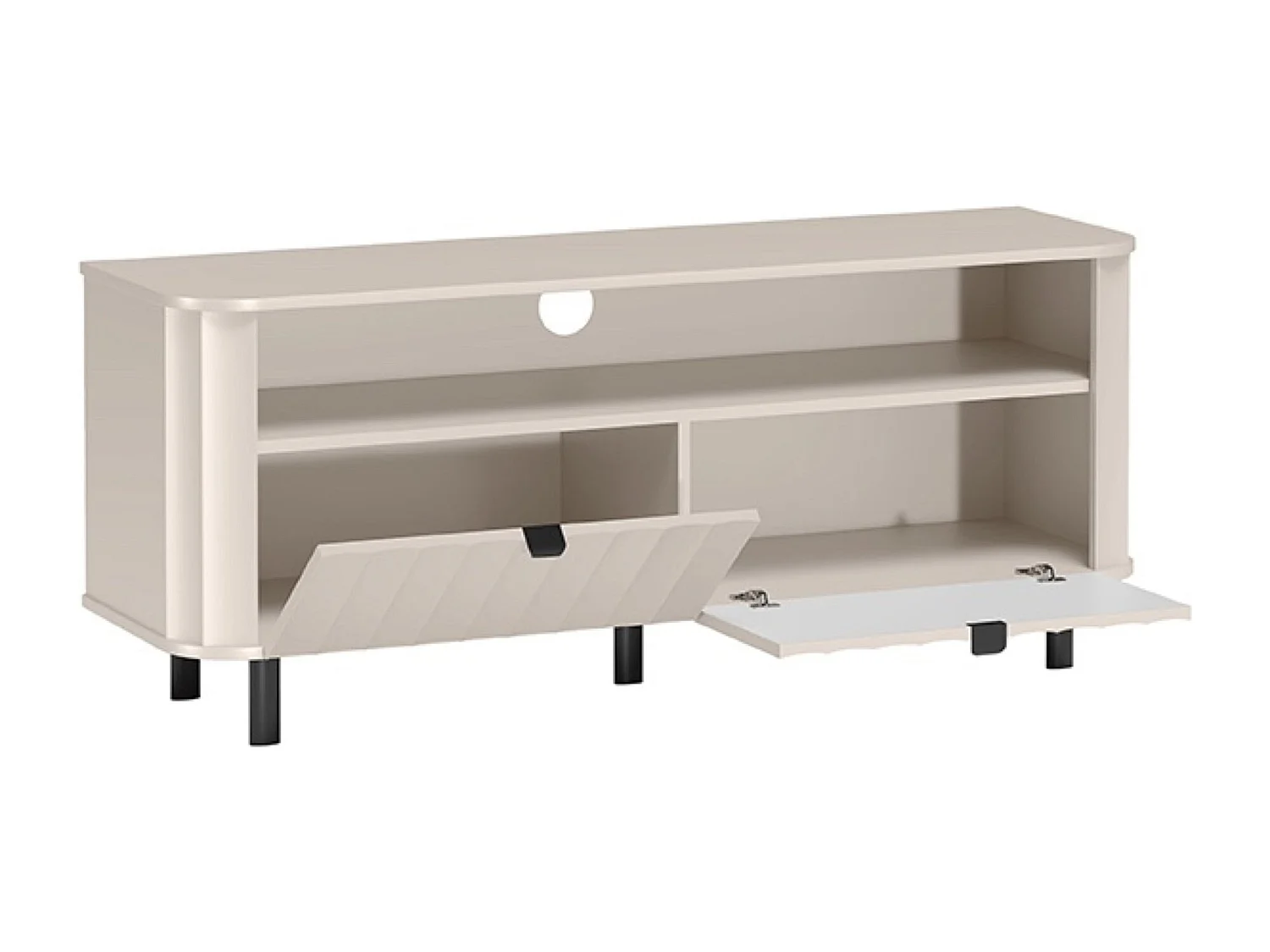 Meuble TV avec deux abattants et une niche ouverte – 137 cm – gris cachemire – NOVADO