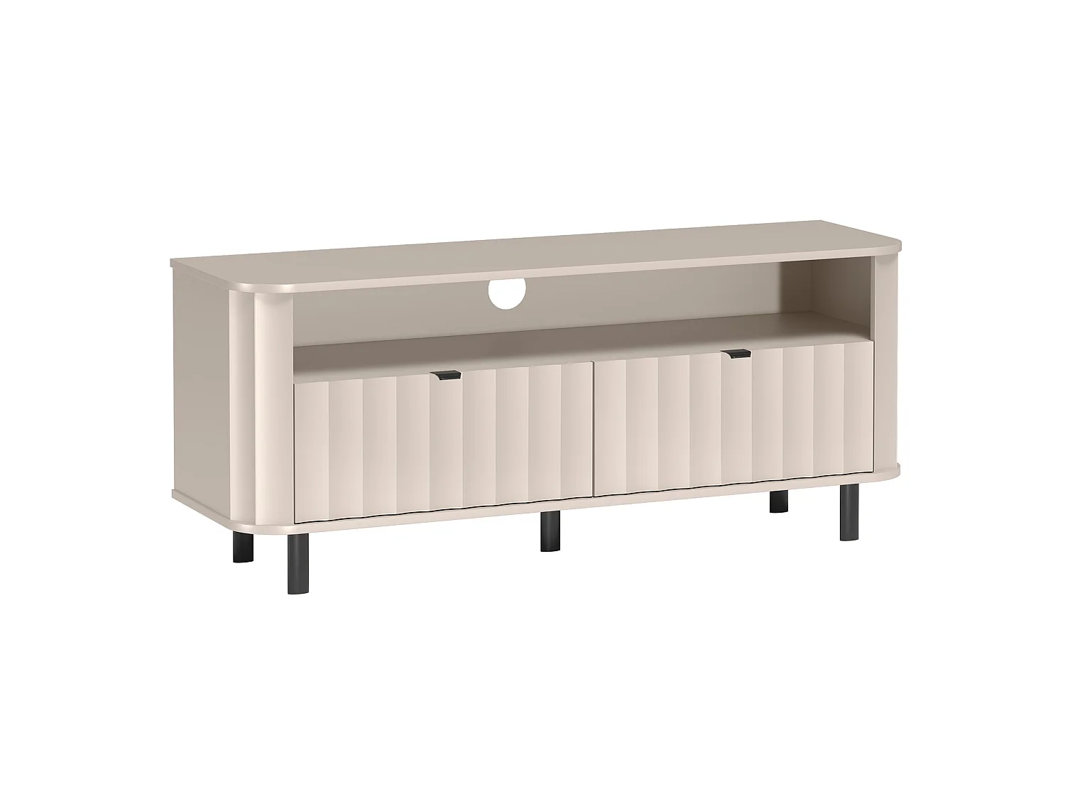 Meuble TV avec deux abattants et une niche ouverte – 137 cm – gris cachemire – NOVADO