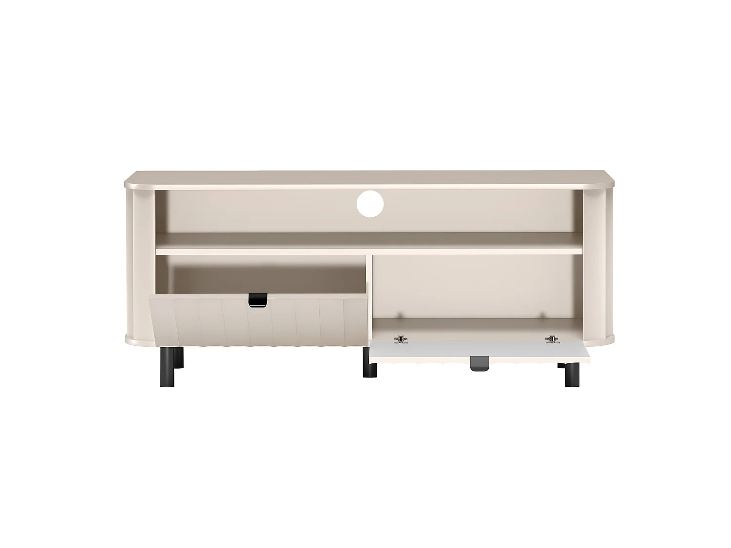 Meuble TV avec deux abattants et une niche ouverte – 137 cm – gris cachemire – NOVADO