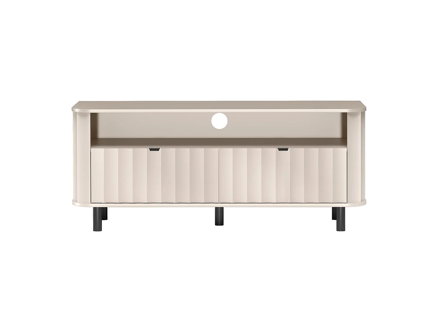 Meuble TV avec deux abattants et une niche ouverte – 137 cm – gris cachemire – NOVADO