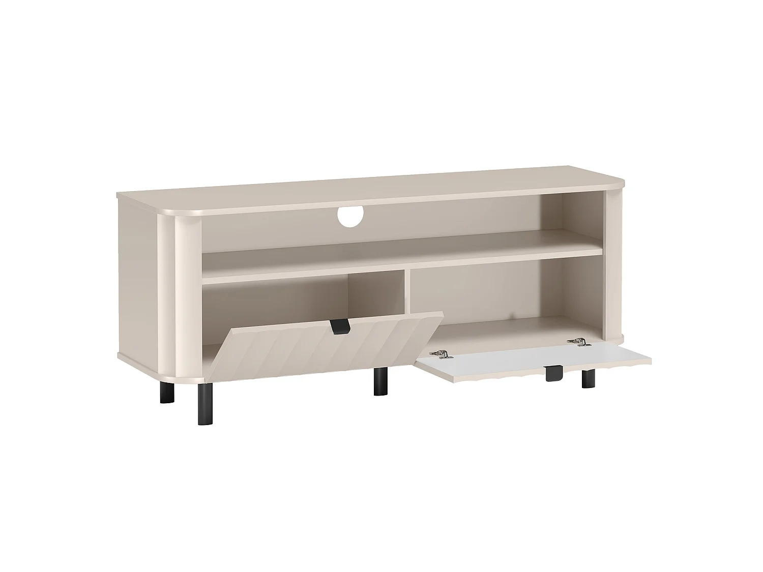 Meuble TV avec deux abattants et une niche ouverte – 137 cm – gris cachemire – NOVADO