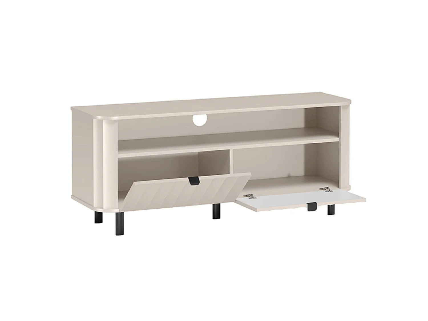 Meuble TV avec deux abattants et une niche ouverte – 137 cm – gris cachemire – NOVADO