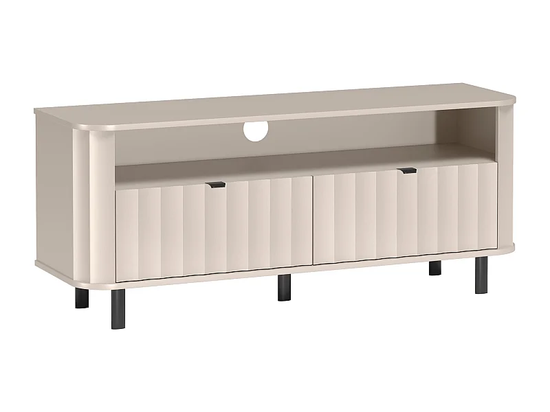 Meuble TV avec deux abattants et une niche ouverte – 137 cm – gris cachemire – NOVADO