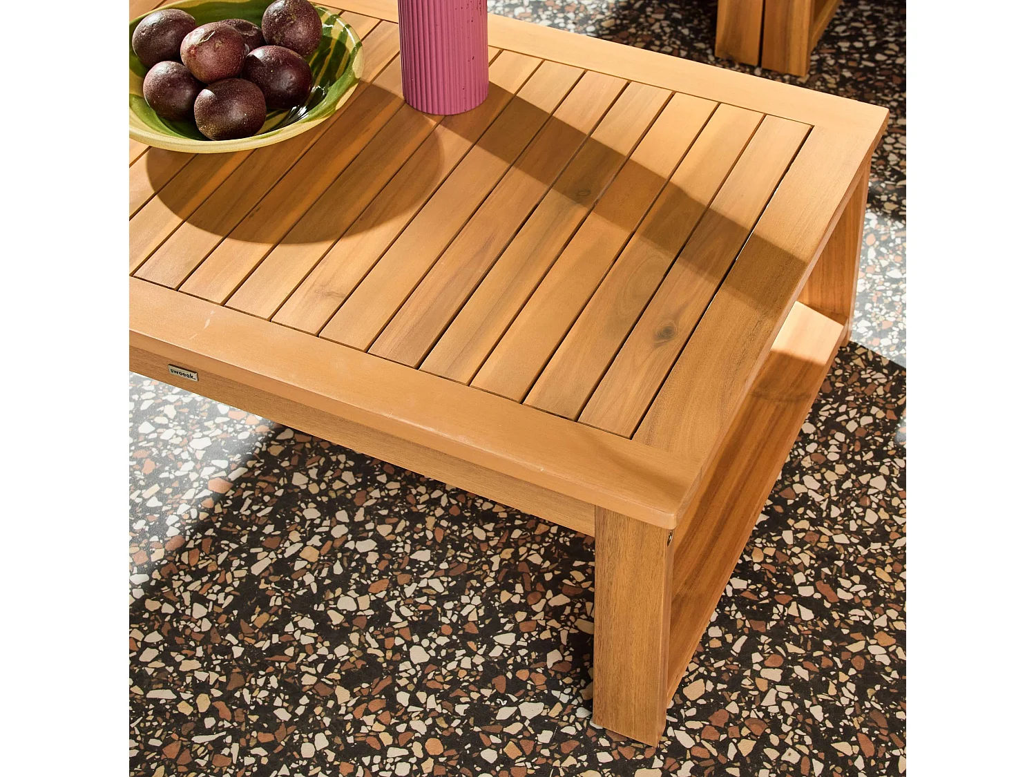 Salon de jardin modulable bois d'acacia et tissu beige 4 places - Tula