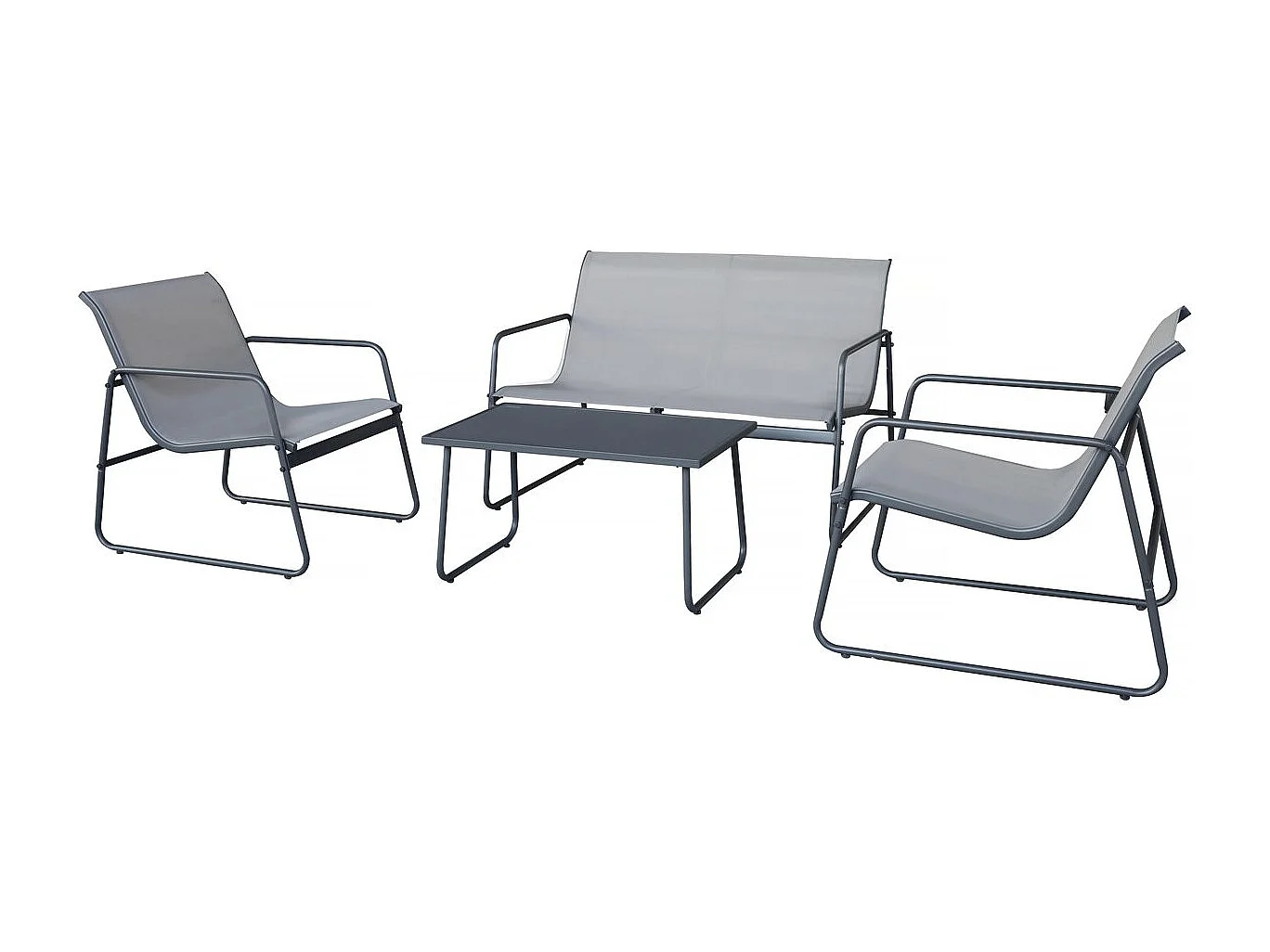 Salon de jardin en métal "Fortaleza" - 4 places - Gris clair