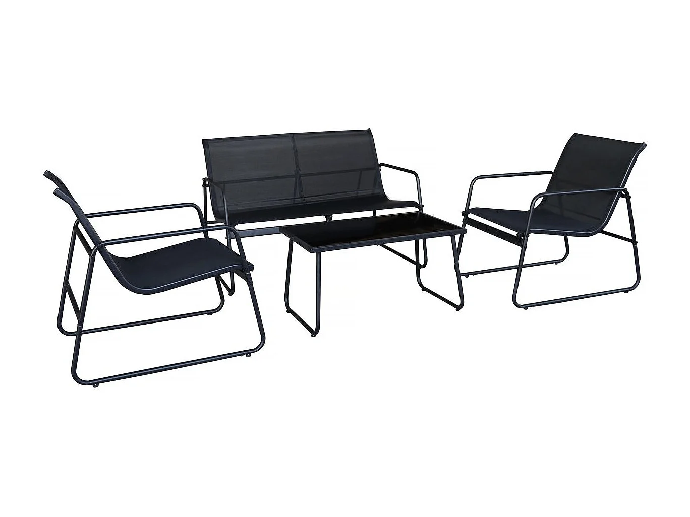 Salon de jardin en métal "Fortaleza" - 4 places - Noir