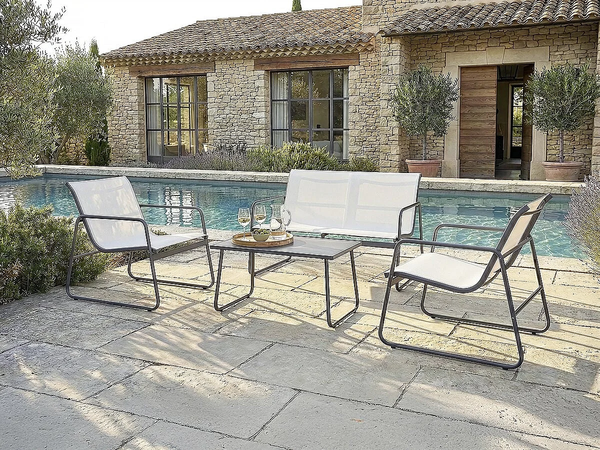 Salon de jardin en métal "Fortaleza" - 4 places - Beige