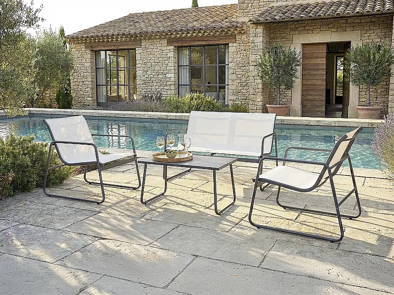 Salon de jardin en métal "Fortaleza" - 4 places - Beige