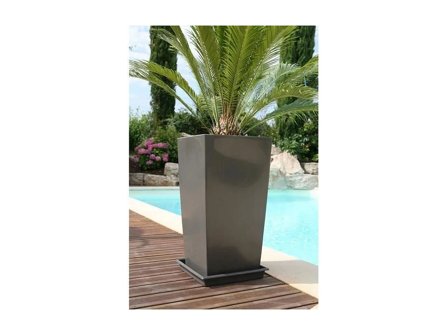 Vaso da fiori Nuance Quadrato 29 x 29 x 52 cm 32,6 L Grigio glitter