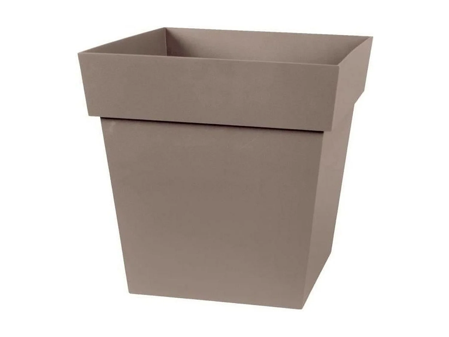 Vaso quadrado taupe 32x32x32 cm 22 L em polipropileno resistente ao gelo e choques, uso interno e externo