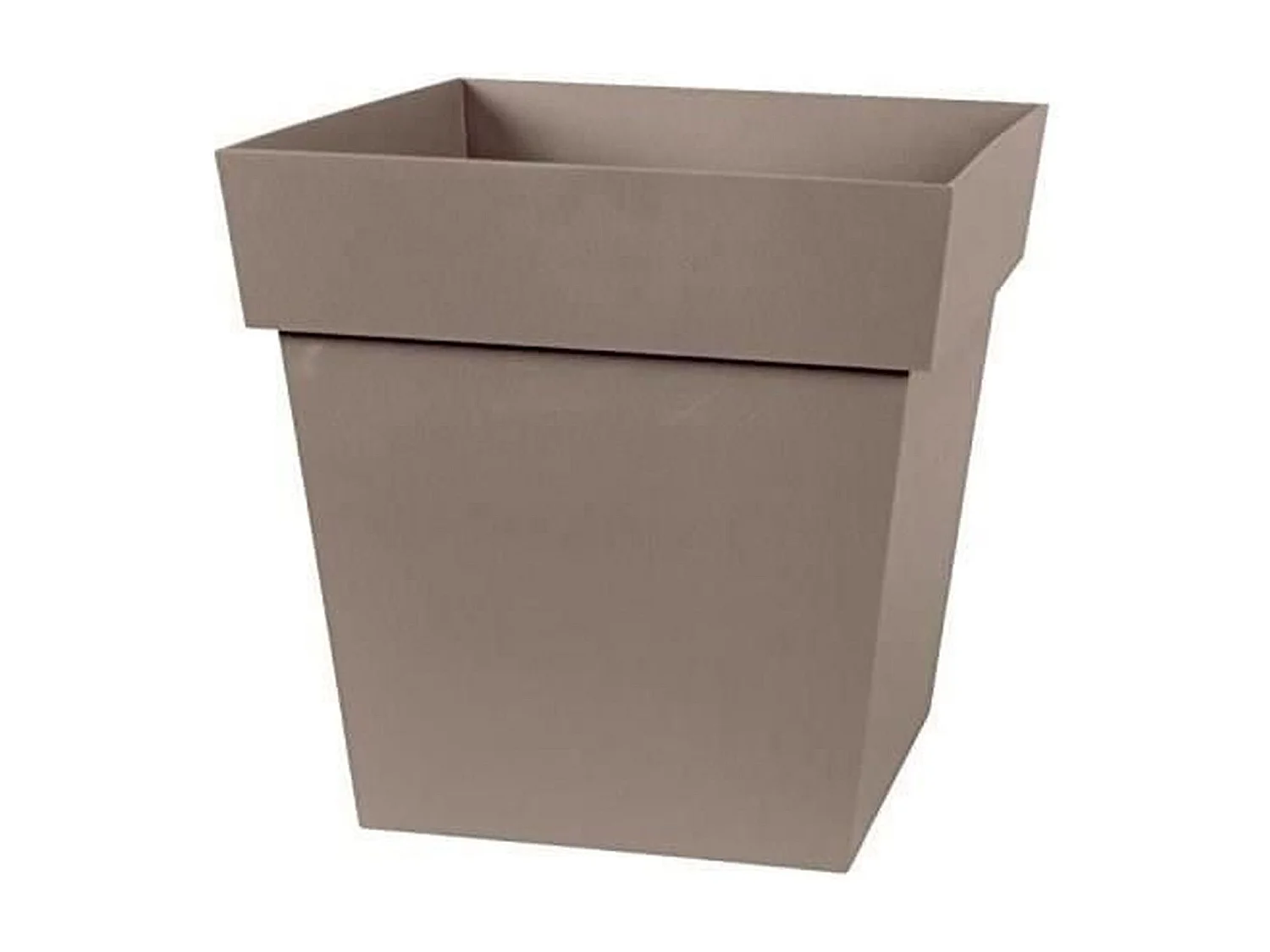 Vaso quadrado taupe 32x32x32 cm 22 L em polipropileno resistente ao gelo e choques, uso interno e externo