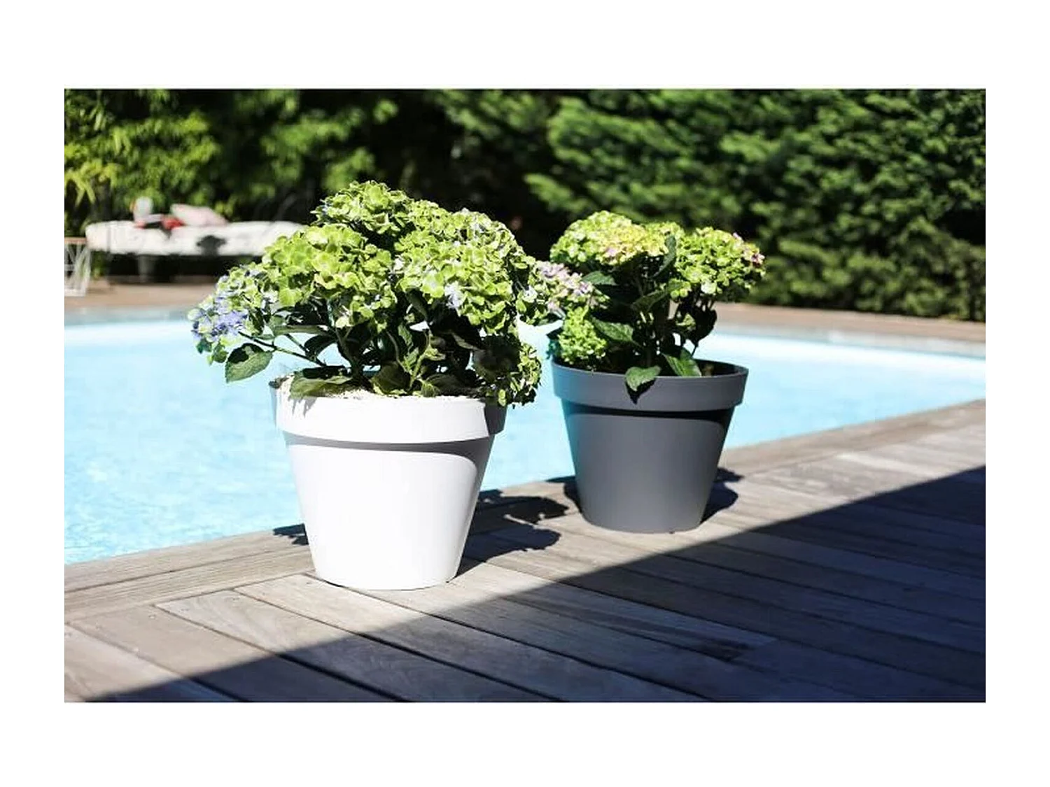 Vaso de flores redondo branco Ø 30 cm, 10 L, resistente ao gelo e impactos, para uso interno e externo