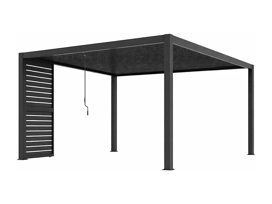Pergola bioclimatique autoportante en aluminium 12m² avec claustra brise soleil L100 cm - Anthracite - ALMAFI