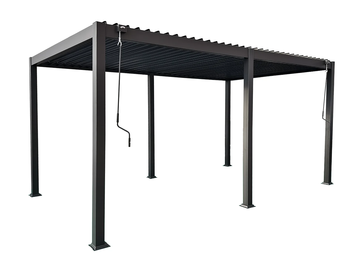 Pergola bioclimatique autoportante en aluminium 15m² avec claustra brise soleil L100 cm - Anthracite - ALMAFI