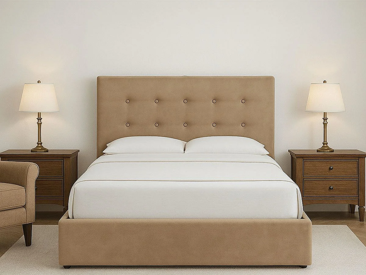 Cama de Casal River, Estrado Elevatório (Bege)(200×160 cm)