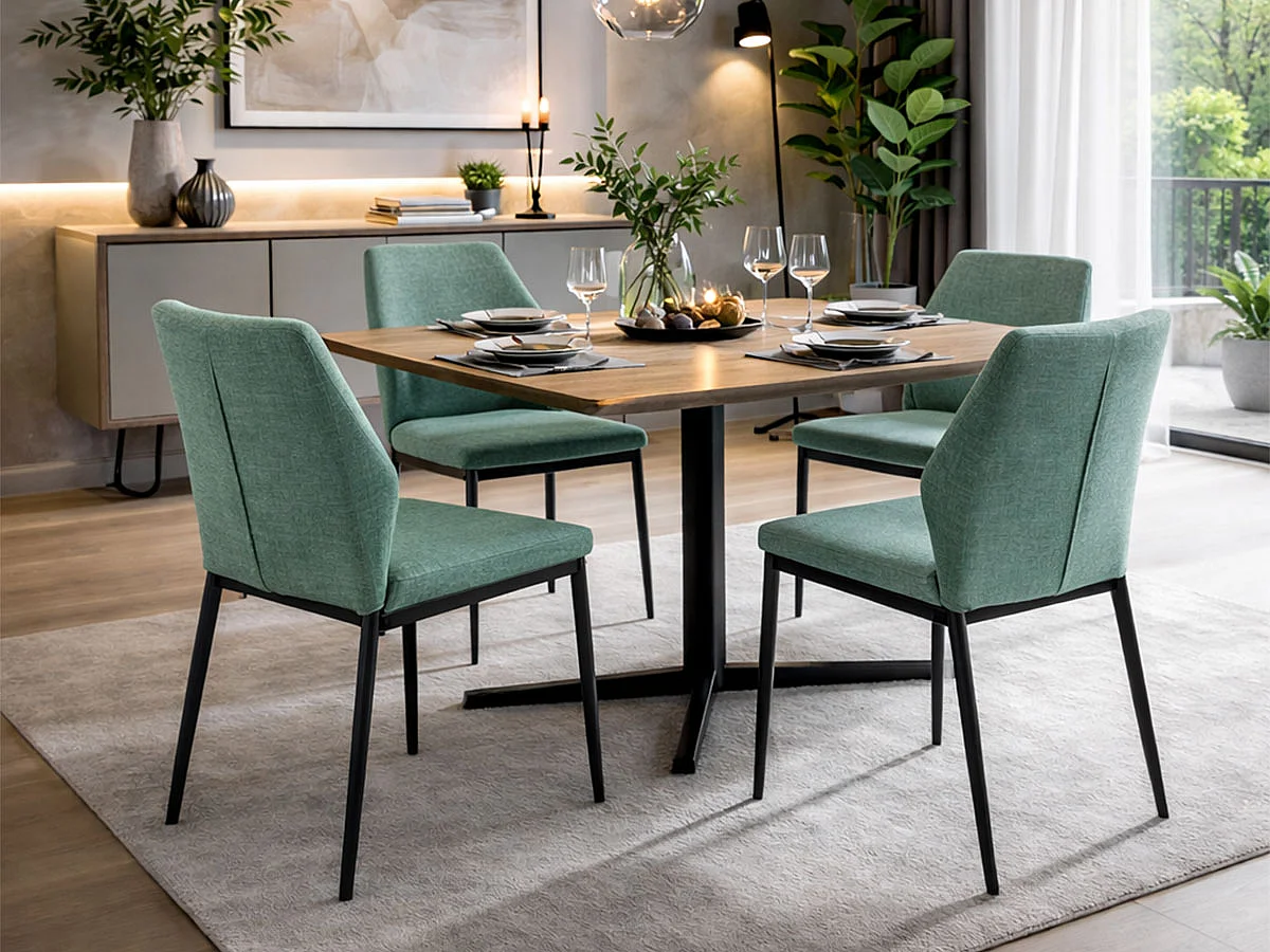 Conjunto 4 Cadeiras de Sala, Rose (Verde)