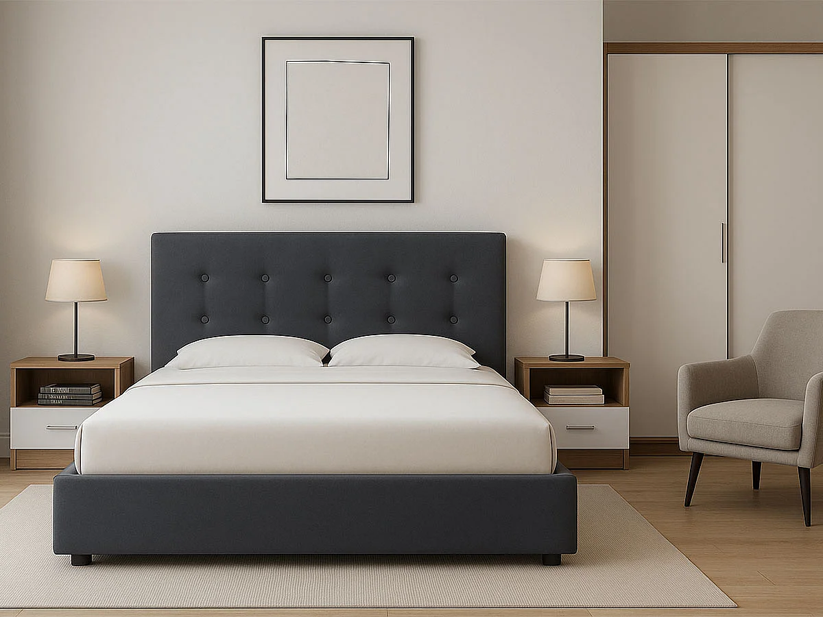 Cama de Casal River, Estrado Elevatório (Cinza)(190×140 cm)