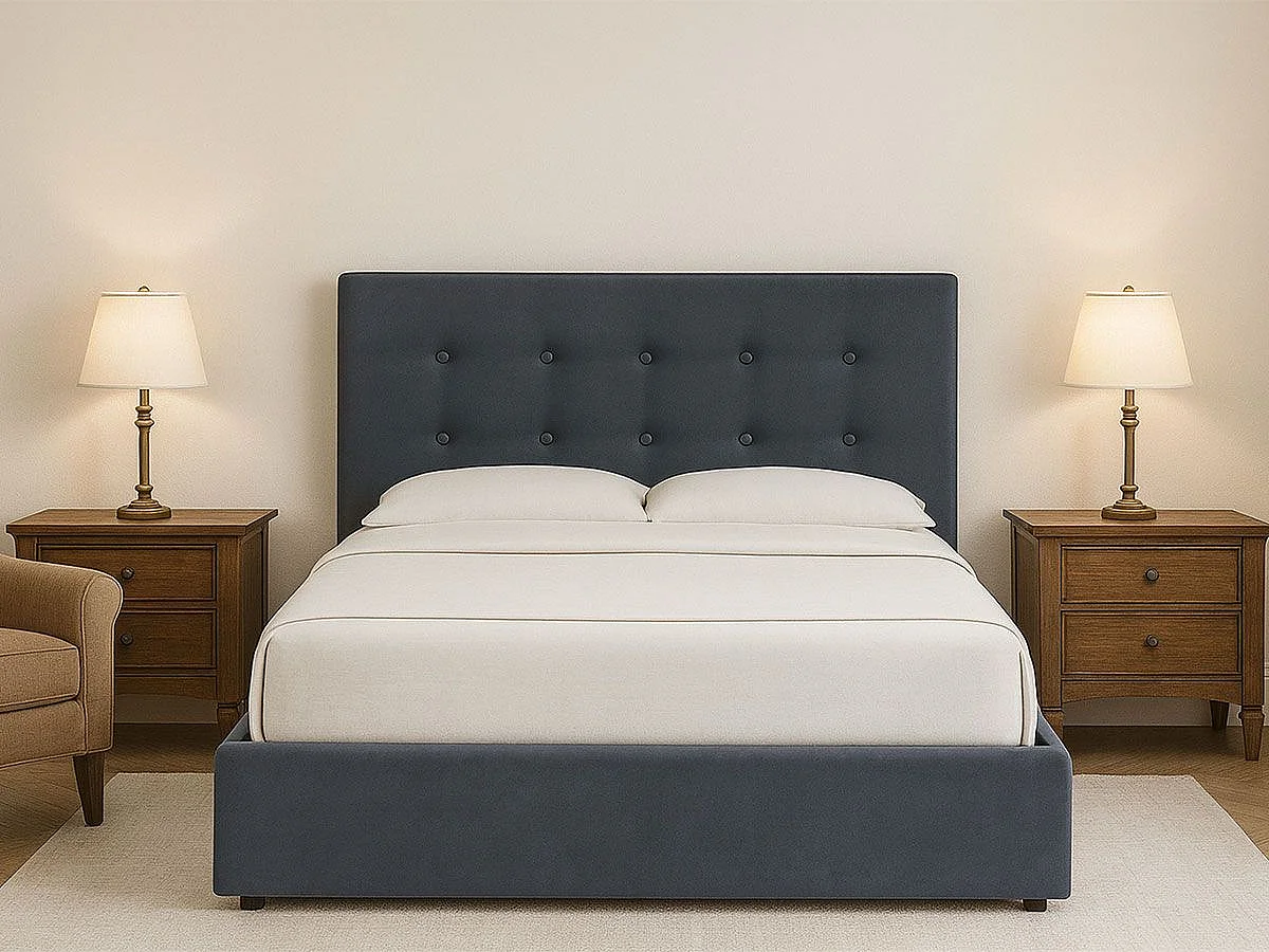 Cama de Casal River, Estrado Elevatório (Cinza)(190×140 cm)