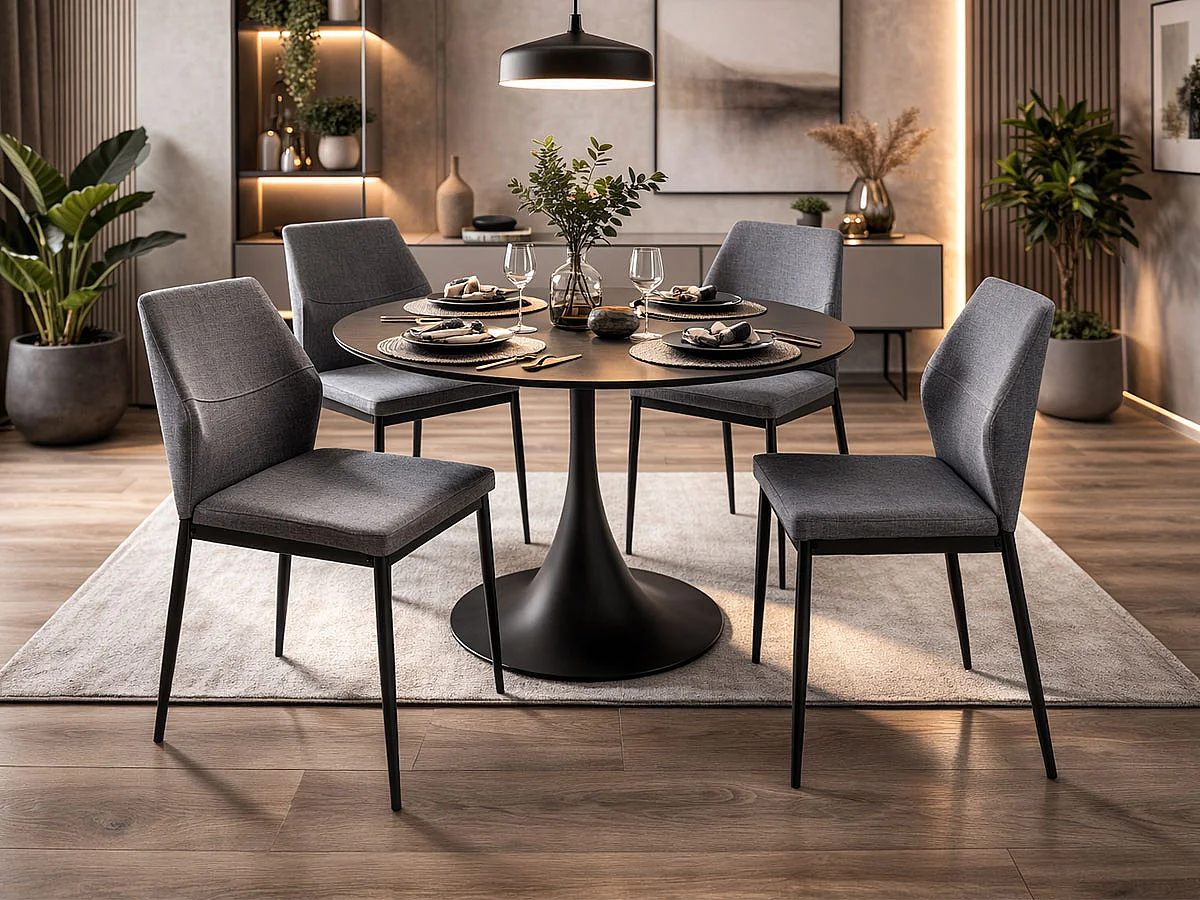 Conjunto 4 Cadeiras de Sala Rose (Cinza)