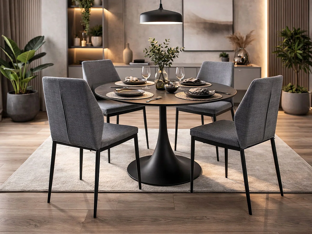 Conjunto 4 Cadeiras de Sala Rose (Cinza)