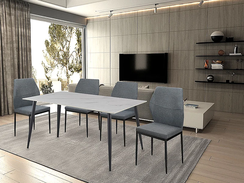 Conjunto 4 Cadeiras de Sala Rose (Cinza)