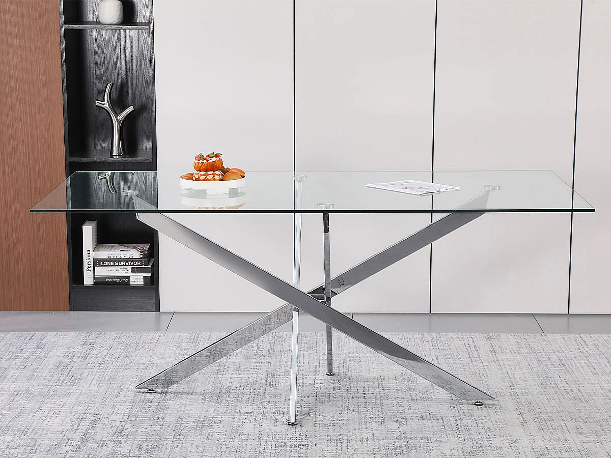 Mesa Sala de Jantar, Castle (Tampo em Vidro)