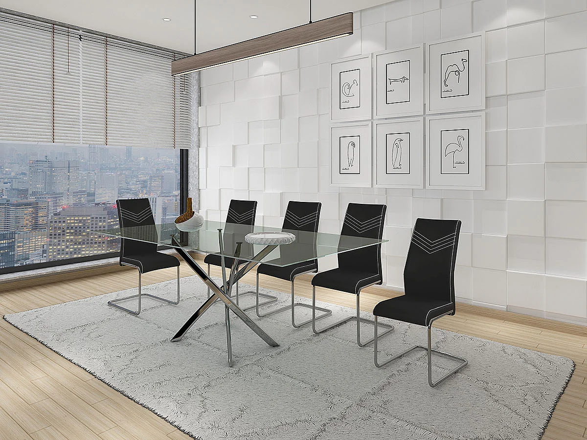 Mesa Sala de Jantar, Castle (Tampo em Vidro)